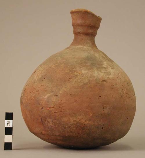 Bottle, pottery, globular, narrow neck