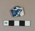 Blue on white transferprinted likely soft paste English porcelain vessel body fragment, white paste