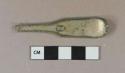 Cuprous alloy eating utensil handle, likely silver or tin plated, "HC" stamped on back