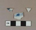 Blue on white handpainted Chinese trade porcelain vessel rim fragments, white paste