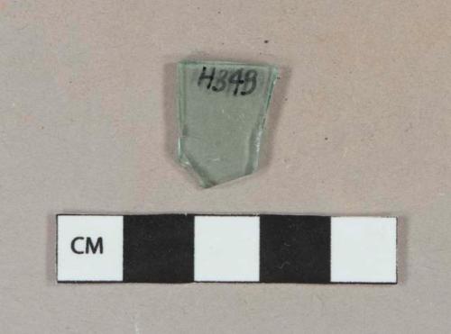 Aqua flat glass fragment, likely window glass