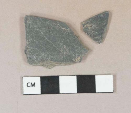 Dark gray slate fragments, possible roof tile