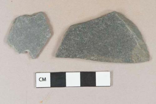 Dark gray slate fragments, possible roof tile