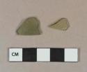 Light olive green vessel glass body fragments, possible pharmaceutical glass