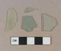 Light aqua flat glass fragments; 1 light aqua vessel glass body fragment