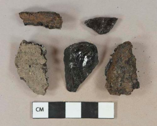 Coal fragments, 2 fragments heavily burned