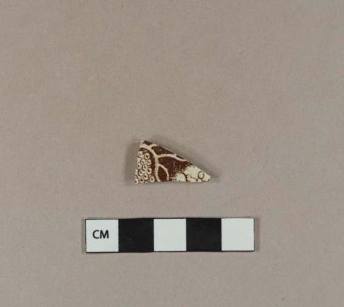 Brown transfer printed creamware body sherd