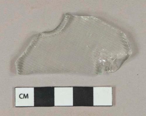 Light aqua flat glass fragments, 1 sided groved texture