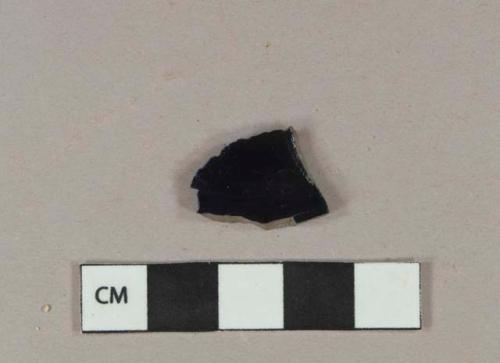 Black lead glazed earthenware vessel body fragment, red paste, possible jackfield type
