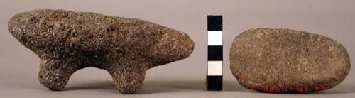 Miniature stone tripod metate with mano