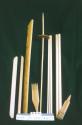 Modern Navajo loom, disassembled (A) with combs (B) and spindle (C)