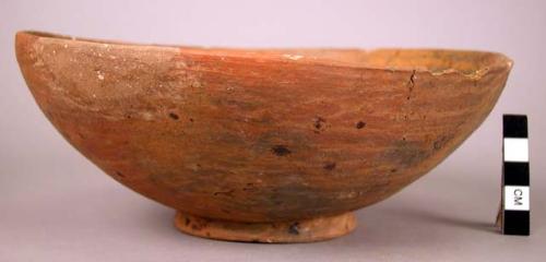 Ring base bowl of flesh ware - irregular and stained