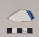 Blue shell edged pearlware rim sherd, unscalloped rim