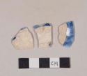 Blue transfer printed pearlware body sherds; two sherds crossmend