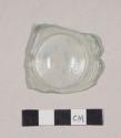 Machine-made aqua bottle glass base fragment