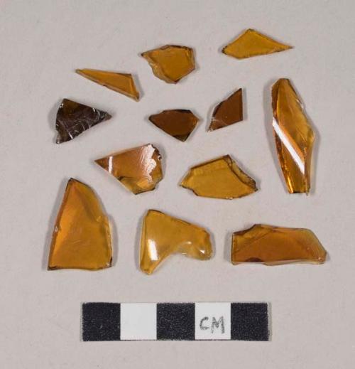 Glass, amber bottle glass fragments