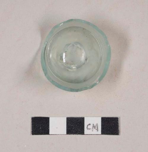 Aqua glass bottle base fragment with open pontil mark