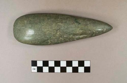 Large polished green stone celt (Length - 61/2")