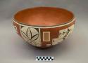 Polychrome Dough bowl:  floral and geometric motif
