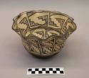 Polychrome-on-off white fluted Bowl:  geometric motif