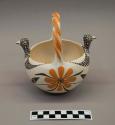 Polychrome-on-white Bowl:  turkey and floral motif
