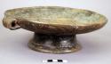 Black ware vessel, ring base, pedestal plate