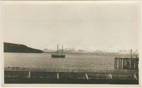 Arctic Voyage of Schooner Polar Bear - View of schooner in a bay from shore