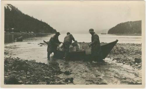 Arctic Voyage of Schooner Polar Bear - Three men getting fresh water