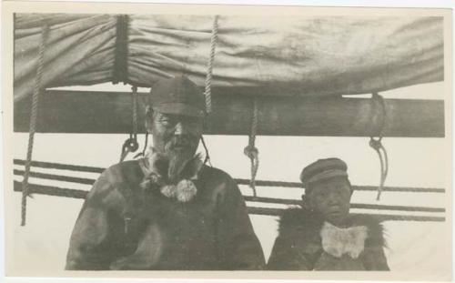 Arctic Voyage of Schooner Polar Bear - Man and young boy on deck