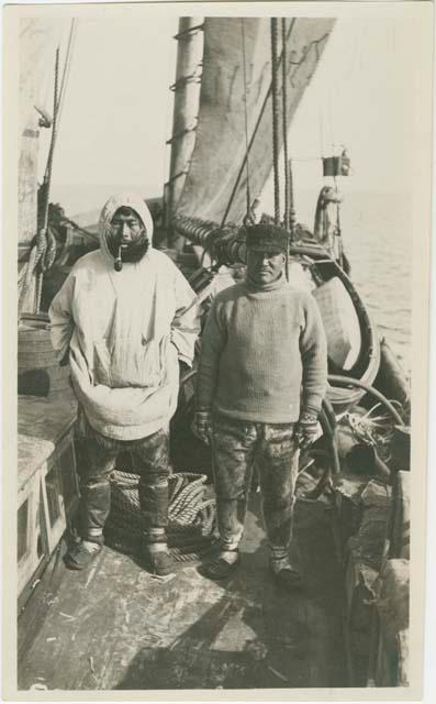 Arctic Voyage of Schooner Polar Bear - Two men standing on deck