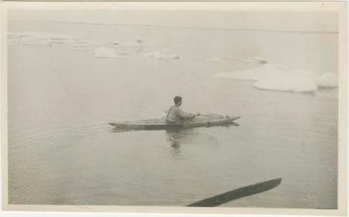 Arctic Voyage of Schooner Polar Bear - Man in canoe