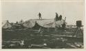 Arctic Voyage of Schooner Polar Bear - Building winter quarters, covering frame with spare sail