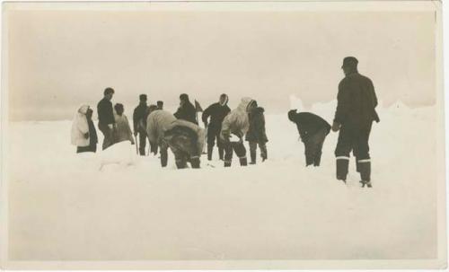 Arctic Voyage of Schooner Polar Bear - Starting to cut sled trail to the pressure ridge three miles away