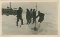 Arctic Voyage of Schooner Polar Bear - Crew cutting ice