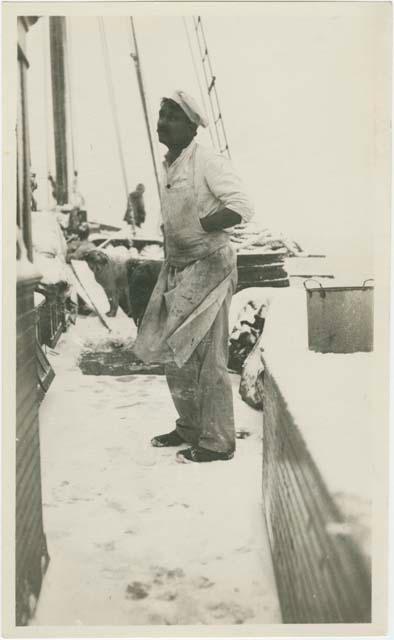 Arctic Voyage of Schooner Polar Bear - French Joe on deck