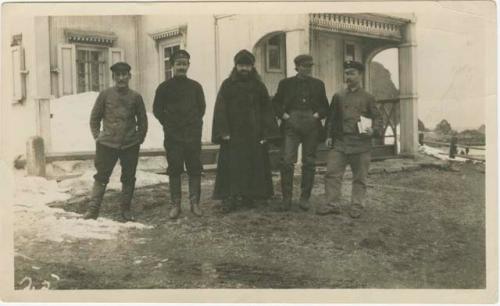Arctic Voyage of Schooner Polar Bear - Five men posing for photograph