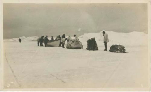 Arctic Voyage of Schooner Polar Bear - Testing the ice inside the pressure ridge