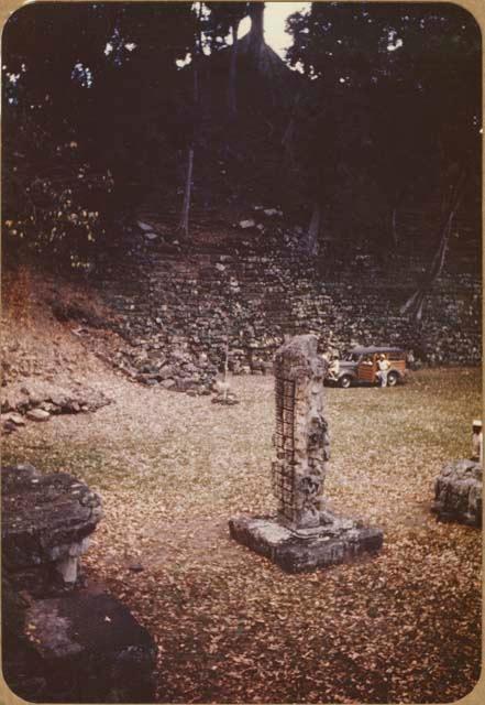 Court with stela and car in background