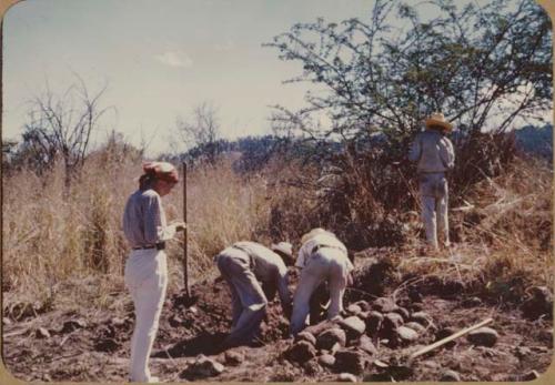 Four people excavating