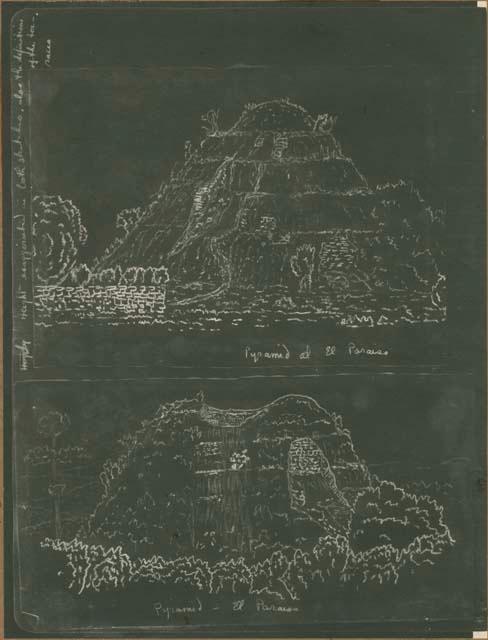 Sketch of pyramid at El Paraiso