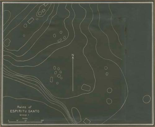 Sketch ruins of Espiritu Santo, Group I