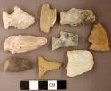 Chipped stone, projectile points, burins, biface, scraper, perforator