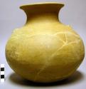 Complete ceramic jar, plain, flared rim, two nodes, reconstructed