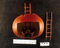 Polychrome Singer Scene (A) in a gourd with two Ladders (B & C)