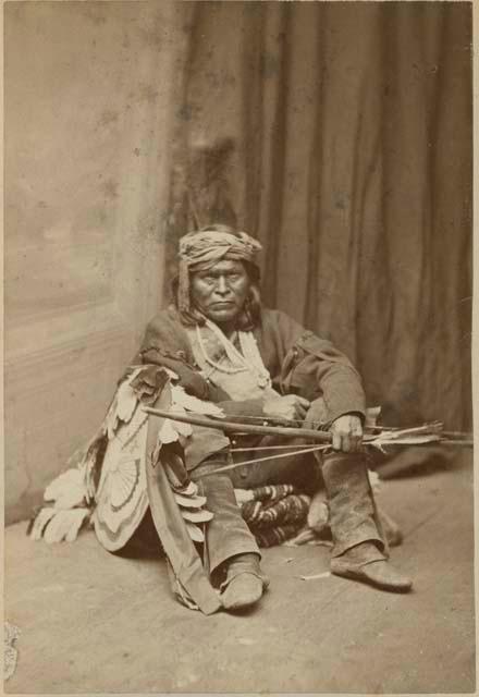 Studio portrait of Kiasi, a Zuni Bow Priest, during his visit to Boston