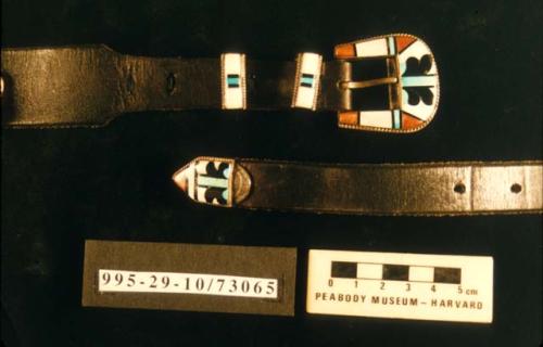 Ranger belt set with multi-stone inlay, on leather belt