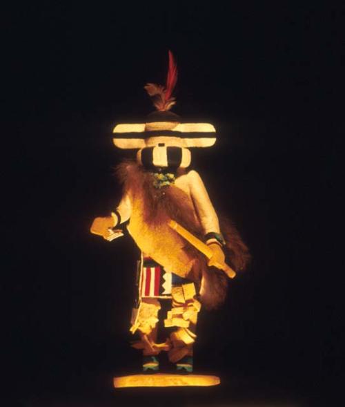 Hututu kachina of cottonwood root with fur bandolier