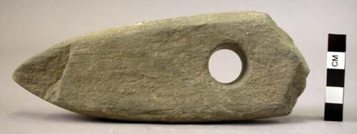 Perforated stone battle axe