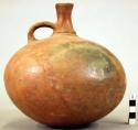 Pottery jar, handle on side, red