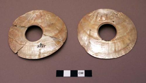 Pearl shell discs, peforated